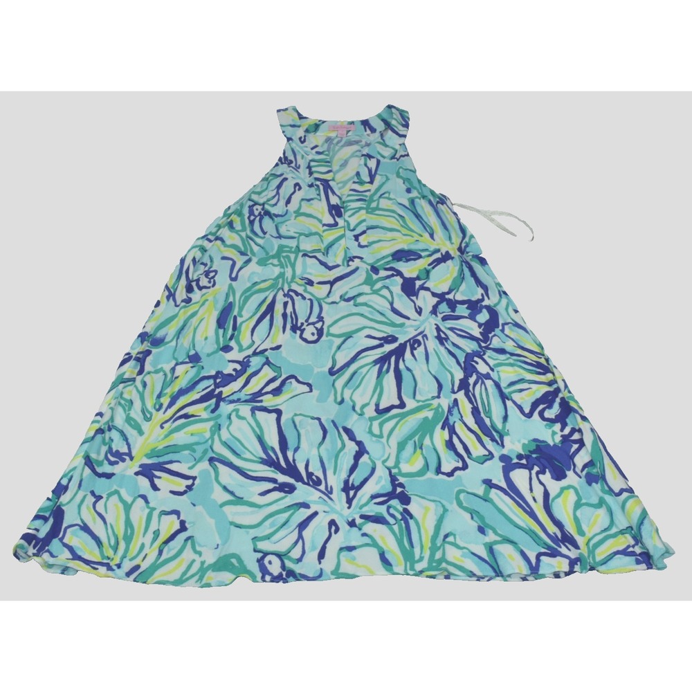 Lilly Pulitzer Dress Women Size S Blue Achelle Pool Blue Stay Cool Swing Rayon